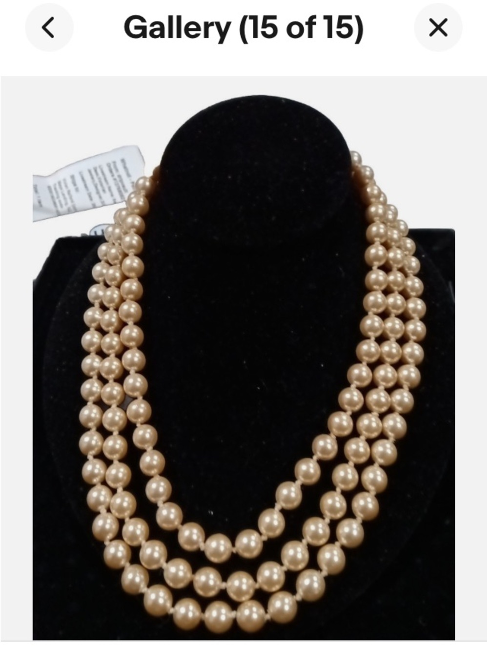 Jackie’s Pearls 3 Strand Franklin Mint Cream JBK 8mm Euc - Picture 3 of 13